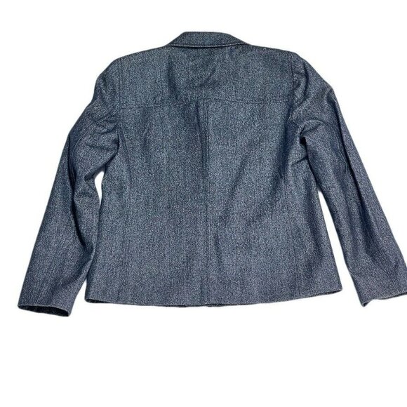 Michael Kors Petite Wool-Cotton Blend Blazer Jacket in Blue Size 4P - Picture 5 of 10